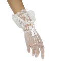 Grace Karin arco sexy nudo decorado malla nupcial de la boda guantes de encaje blanco CL010606-2